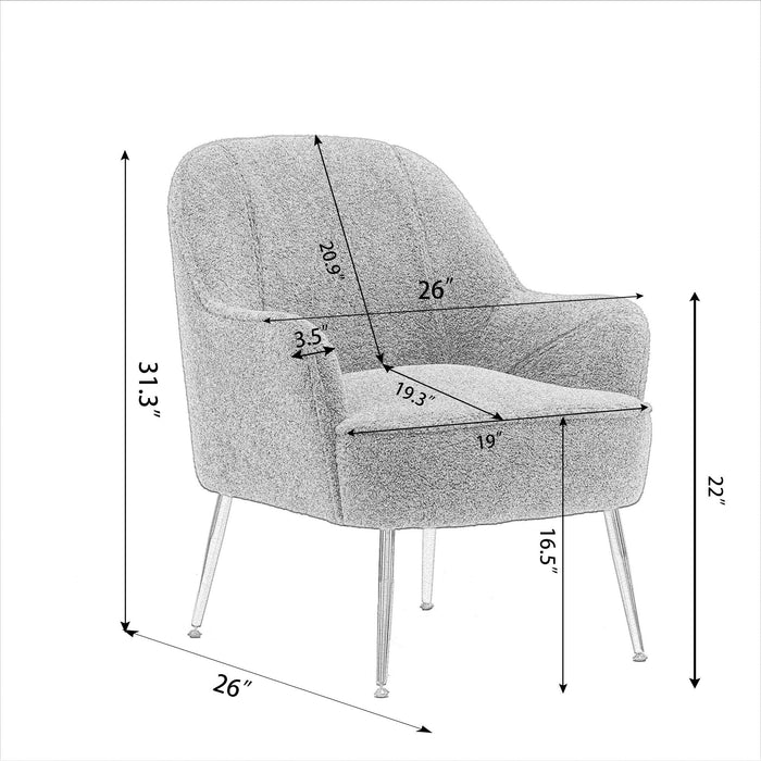 Modern Soft Green Teddy fabric White Ergonomics Accent Chair Living Room Chair Bedroom Chair Home Chair With Gold Legs And Adjustable Legs For Indoor Home