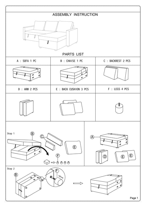 Convertible Sectional Sofa Ash Black Pull out Bed CouchStorage Chaise Reversible Sectionals Living Room Furniture Lounge