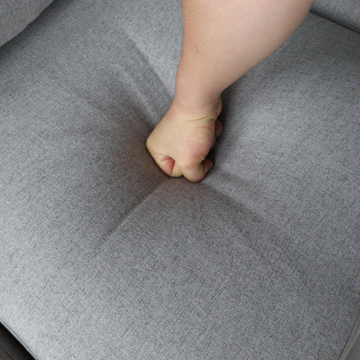 Living Room Sofa Single Seat Chair with Wood Leg Grey Fabric
