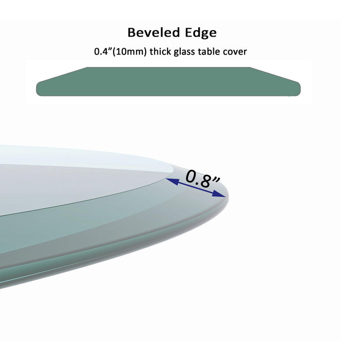 36" Inch Round Tempered Glass Table Top Clear Glass 2/5" Inch Thick Beveled Polished Edge