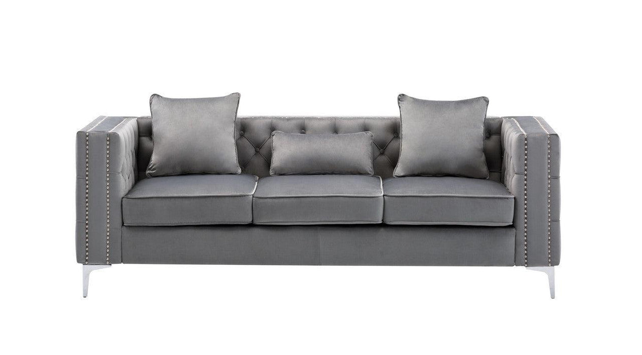 Lorreto Gray Velvet Sofa