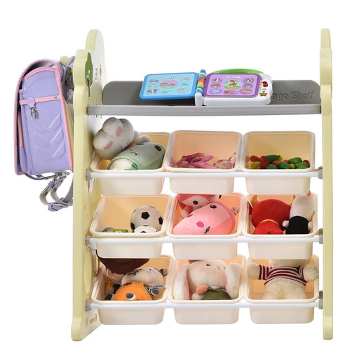 Kids ToyStorage Organizer with 9 Bins, Multi-functional Nursery Organizer Kids Furniture Set ToyStorage Cabinet Unit with HDPE Shelf and Bins for Playroom, Bedroom, Living Room image