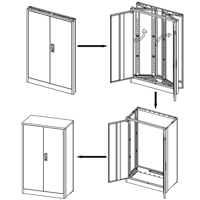 MetalStorage Cabinet with Locking Doors and Adjustable Shelf, Folding FilingStorage Cabinet , FoldingStorage Locker Cabinet for Home Office,School,Garage, White