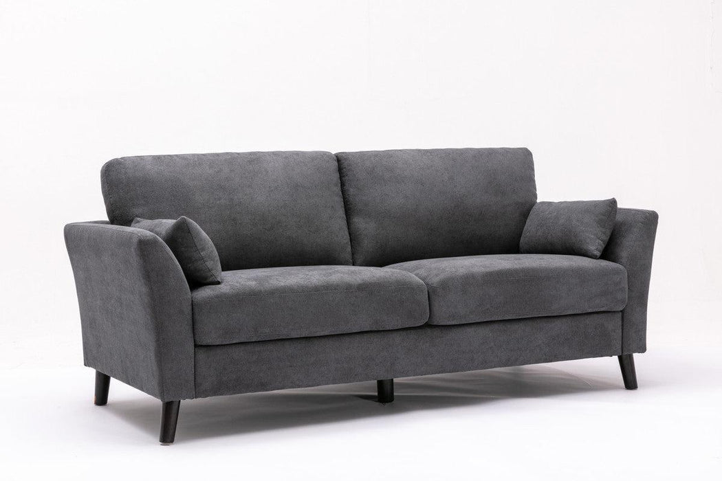 Damian Gray Velvet Fabric Sofa Loveseat Living Room Set