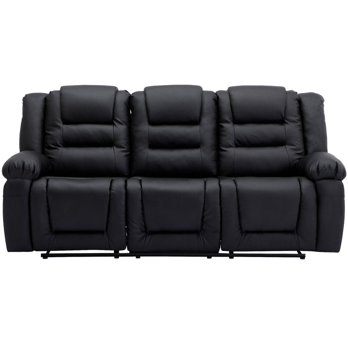 3 Pieces Recliner Sofa Sets,PU Leather Lounge Chair Loveseat Reclining Couch for Living Room,Black