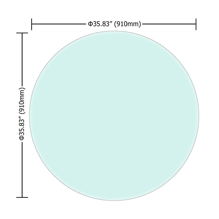 36" Inch Round Tempered Glass Table Top Clear Glass 2/5" Inch Thick Beveled Polished Edge