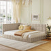 Full Size Upholstered Daybed/Sofa Bed Frame-Beige, Velvet image