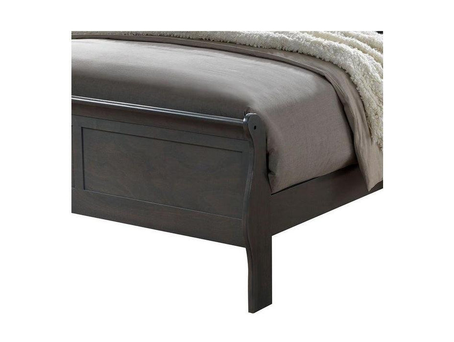 Classic Contemporary Full Size Bed Gray Louis Phillipe Solidwood 1pc Bed Bedroom Sleigh Bed