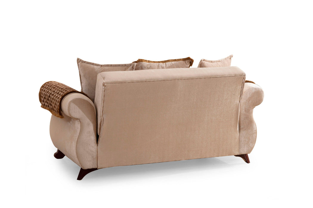 Carmen 3 Pc Made With Chenille Upholstery in Beige Color