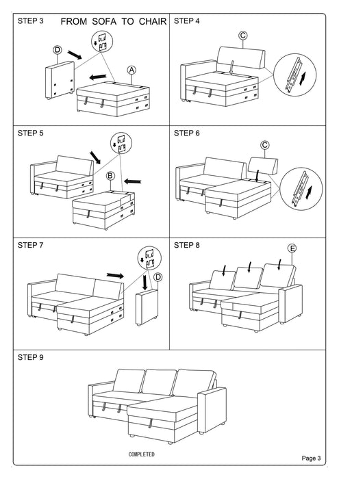 Convertible Sectional Sofa Ash Black Pull out Bed CouchStorage Chaise Reversible Sectionals Living Room Furniture Lounge