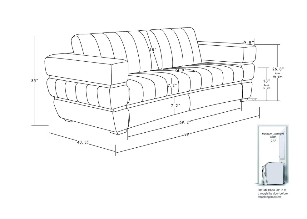 Global United Top Grain Italian Leather  Sofa