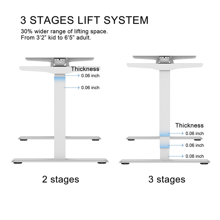 Ergonomic Standing Desk Base Workstation Frame Only，silver grey