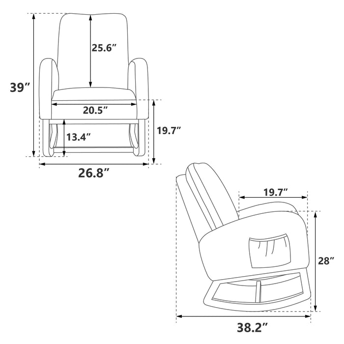 26.8"WModern Rocking Chair for Nursery, Mid Century Accent Rocker Armchair With Side Pocket, Upholstered High Back Wooden Rocking Chair for Living Room Baby Kids Room Bedroom, Beige Boucle