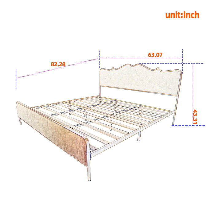 Buckle shaped backrest, metal frame, solid wood ribs, sponge soft bag, comfortable and elegant atmosphere, coffee, q-size