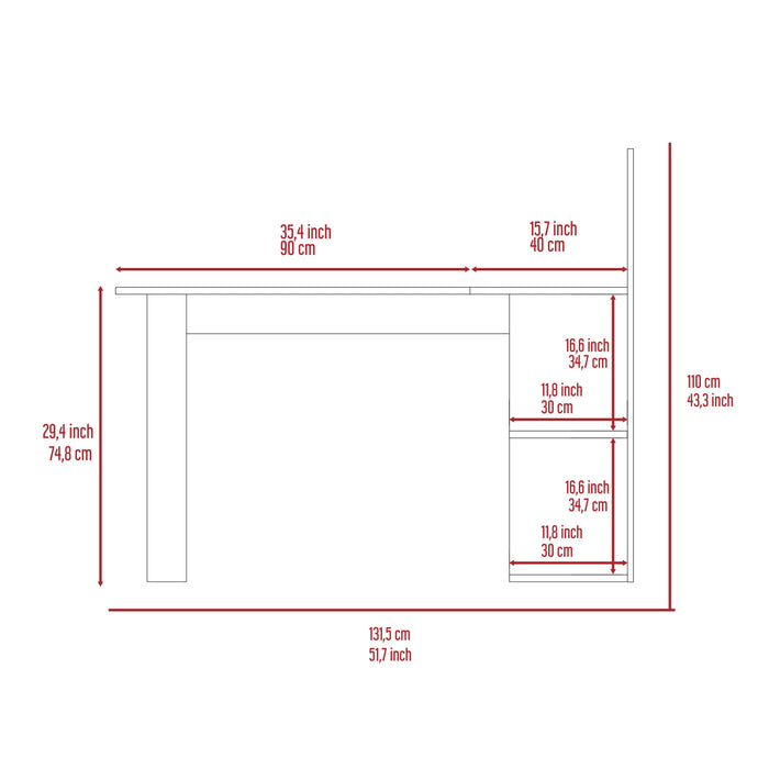 Fairfield 4-Shelf L-Shaped Computer Desk Smokey Oak