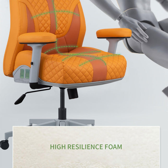 Office Desk Chair, Air Cushion Mid Back Ergonomic Managerial Executive Chairs, Headrest and Lumbar Support Desk Chairs with Wheels and Armrest, Orange/Dark Orange