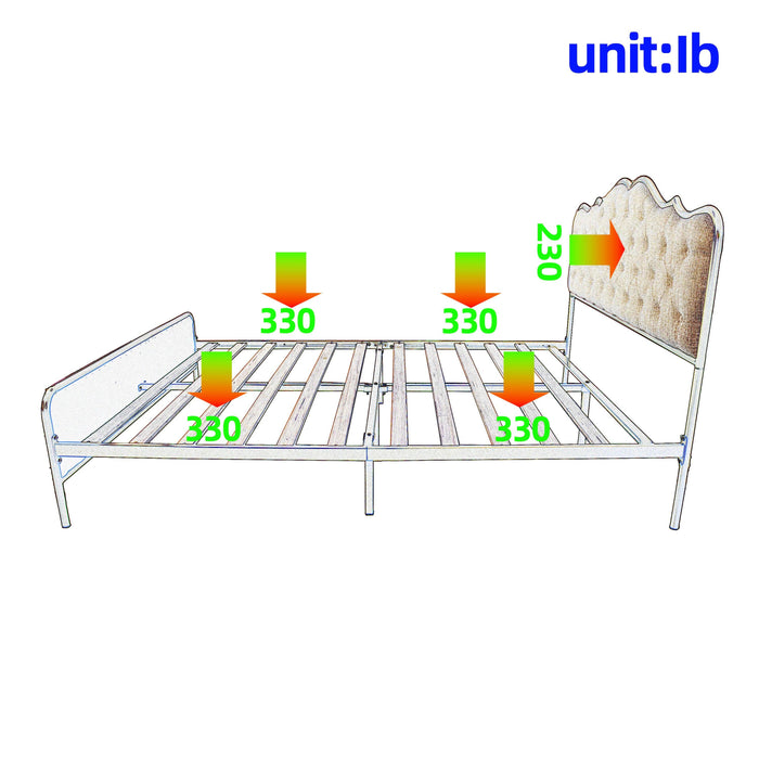 Buckle shaped backrest, metal frame, solid wood ribs, sponge soft bag, comfortable and elegant atmosphere, coffee, q-size