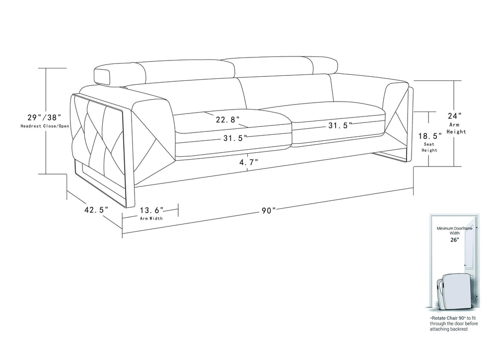 Global United Top Grain Italian Leather  Sofa