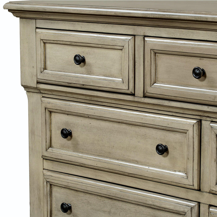 Solid Wood Seven-Drawer Dresser with Changing Topper for Nursery, Kid’s Room, Bedroom, Stone Gray