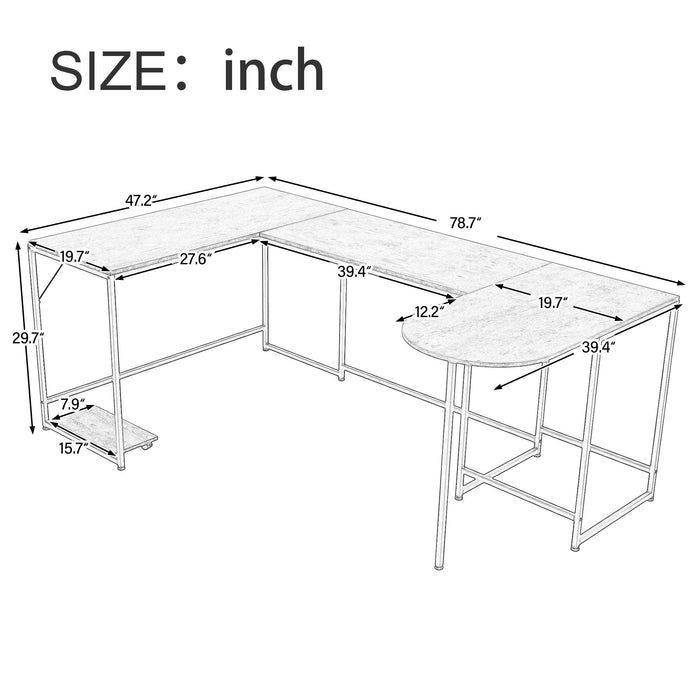 U-shaped Computer Desk, Industrial Corner Writing Desk with CPU Stand, Gaming Table Workstation Desk for Home Office (Brown)