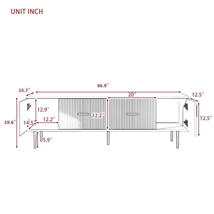 Modern TV Stand with 5 Champagne Legs - Durable, Stylish and Spacious，TVS Up to 75''