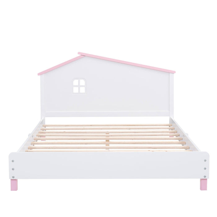 3-Pieces Bedroom Sets Full Size Platform Bed with Nightstand andStorage dresser,White+Pink