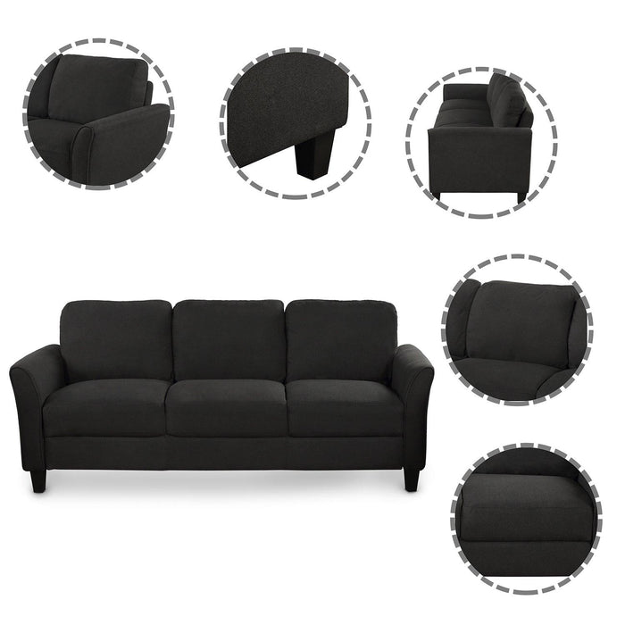 Living Room Sets Furniture Armrest Sofa Single Chair Sofa Loveseat Chair 3-Seat Sofa (ChairLoveseat Chair&3-Seat Sofa, Black)