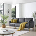Modern Velvet Upholstered Sofa Couch 3 Seat Channel Tufted Back and Cushion Seat, Metal Legs, Sleeper Sofa for Living Room, Compact Living Space, Apartment, Bonus Room, Grey image