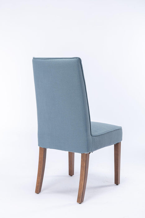 Cover Removable Interchangeable and Washable Blue Linen Upholstered Parsons Chair with Solid Wood Legs 2 PCS