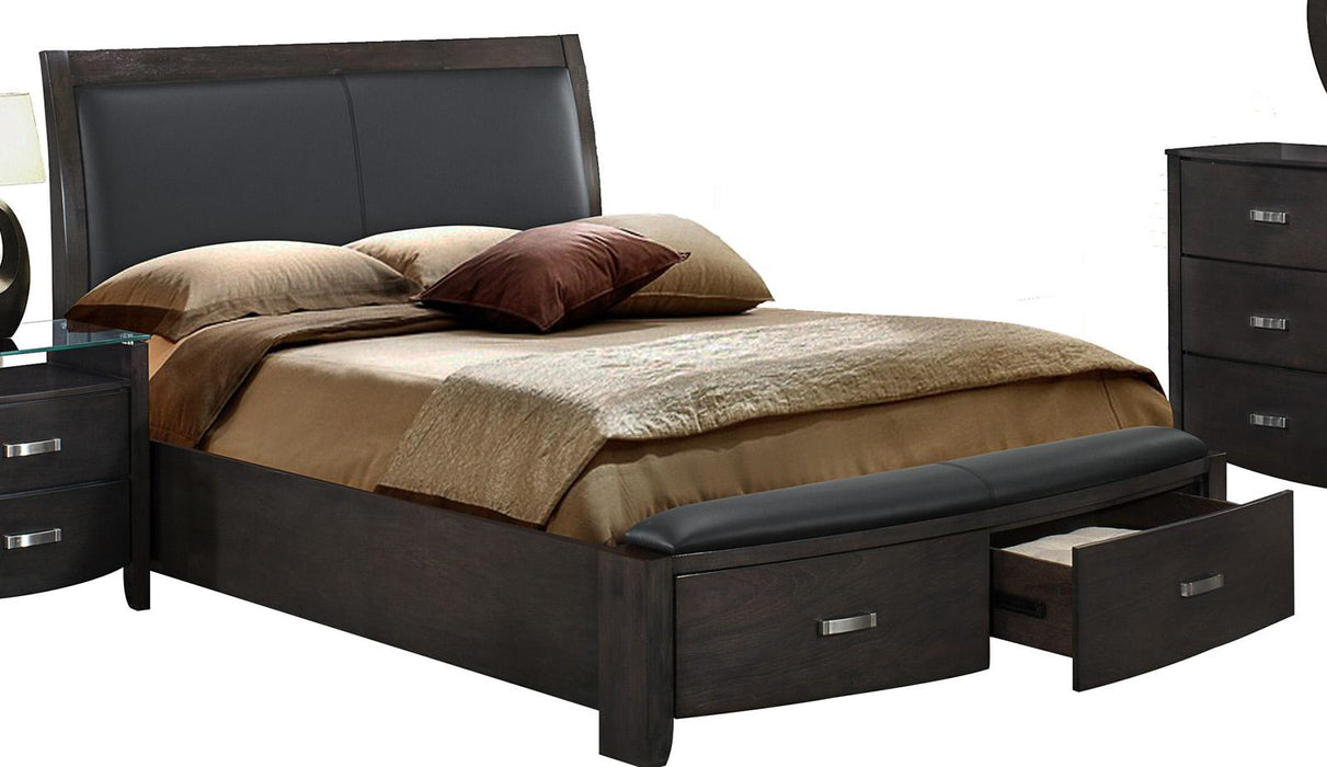 Lyric Queen Sleigh Storage Bed in Brownish Gray 1737NGY-1