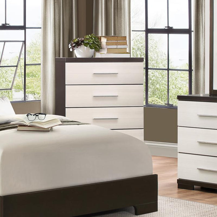 Pell 5 Drawer Chest in Espresso and White 1967W-9