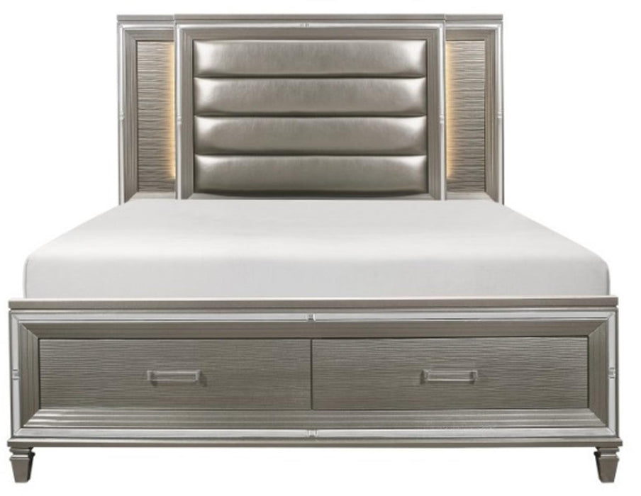 Tamsin King Upholstered Storage Bed in Silver Grey Metallic 1616K-1EK*