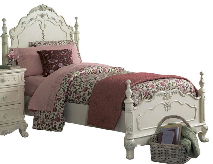Cinderella Queen Poster Bed in Antique White 1386NW-1*