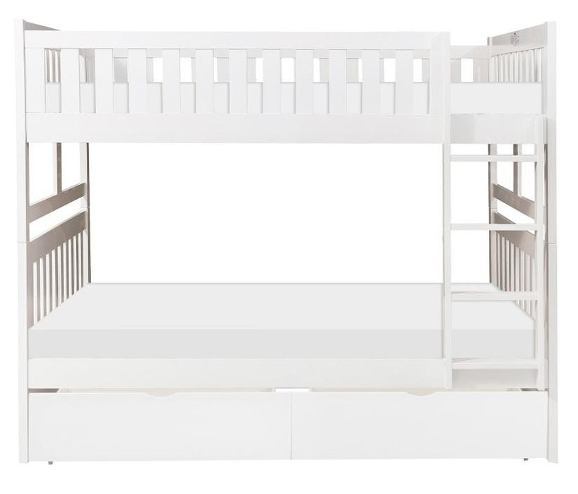 Galen Full/Full Bunk Bed w/ Storage Boxes in White B2053FFW-1*T