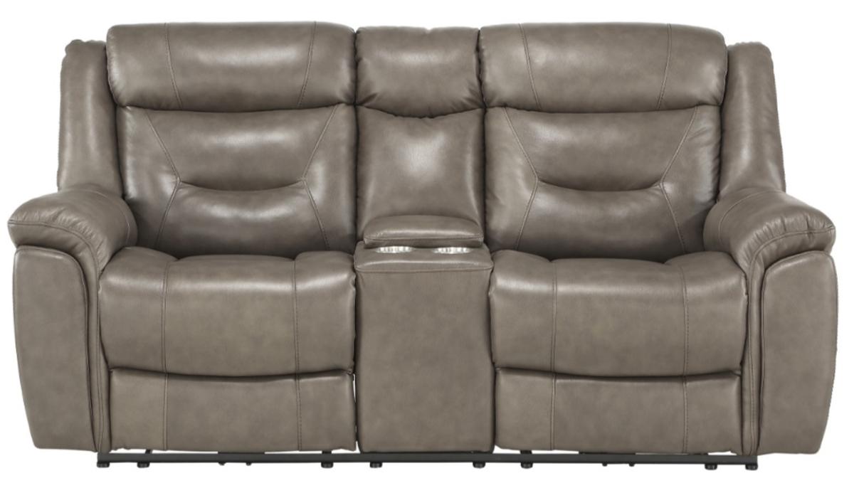 Danio Power Double Reclining Loveseat with Power Headrests in Brownish Gray 9528BRG-2PWH