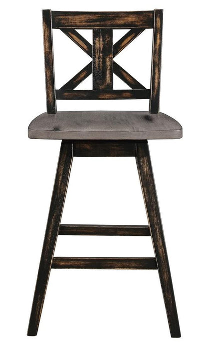 Amsonia Swivel Counter Height Chair in Gray and Black (Set of 2)