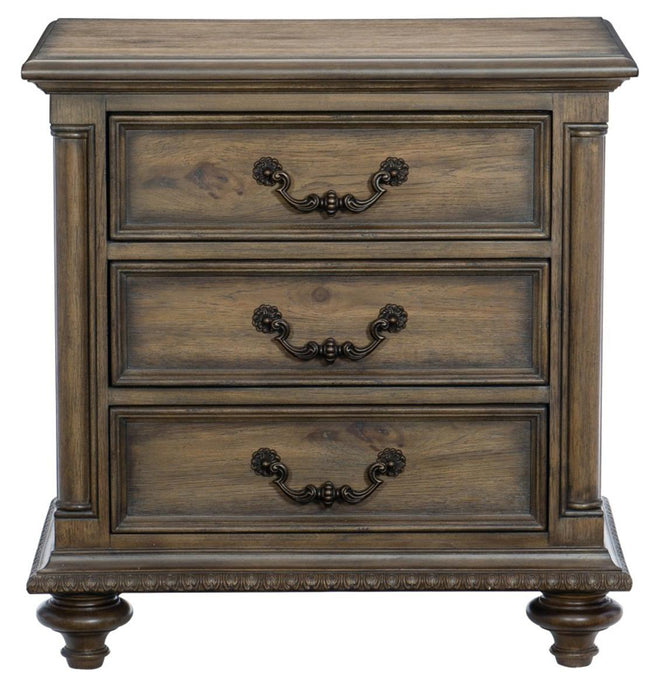 Rachelle 3 Drawer Nightstand in Weathered Pecan 1693-4